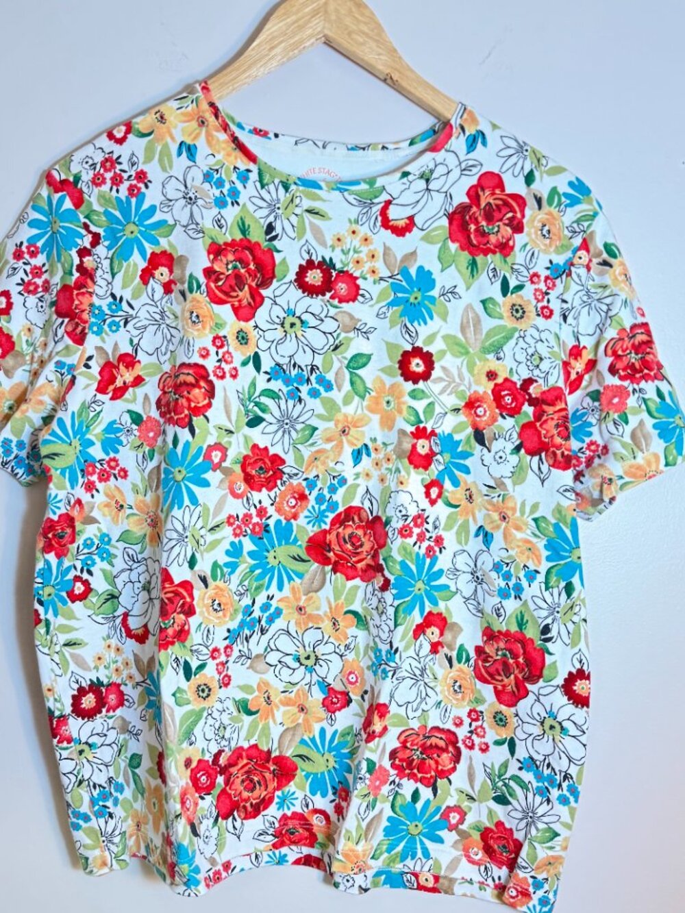 White Stag*Tee 100% Cotton Floral Short Sleeve XL